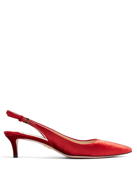 prada shoes high heels with red|Prada slingback kitten heel pumps.